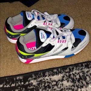 Reebok , worn once .